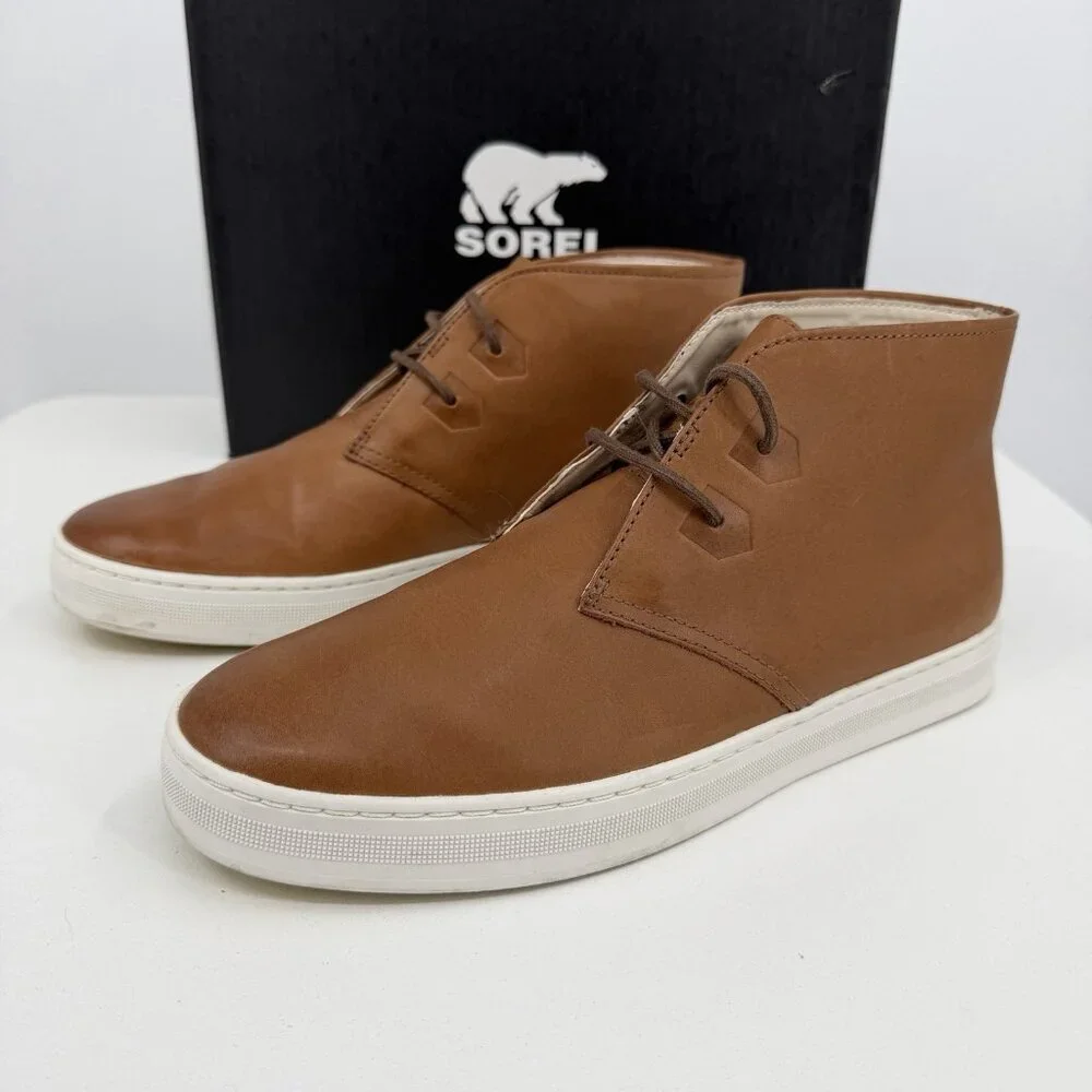 Sorel Men's Caribou Mod Chukka Boots size 8 Waterproof Brown Leather, Sea Salt
